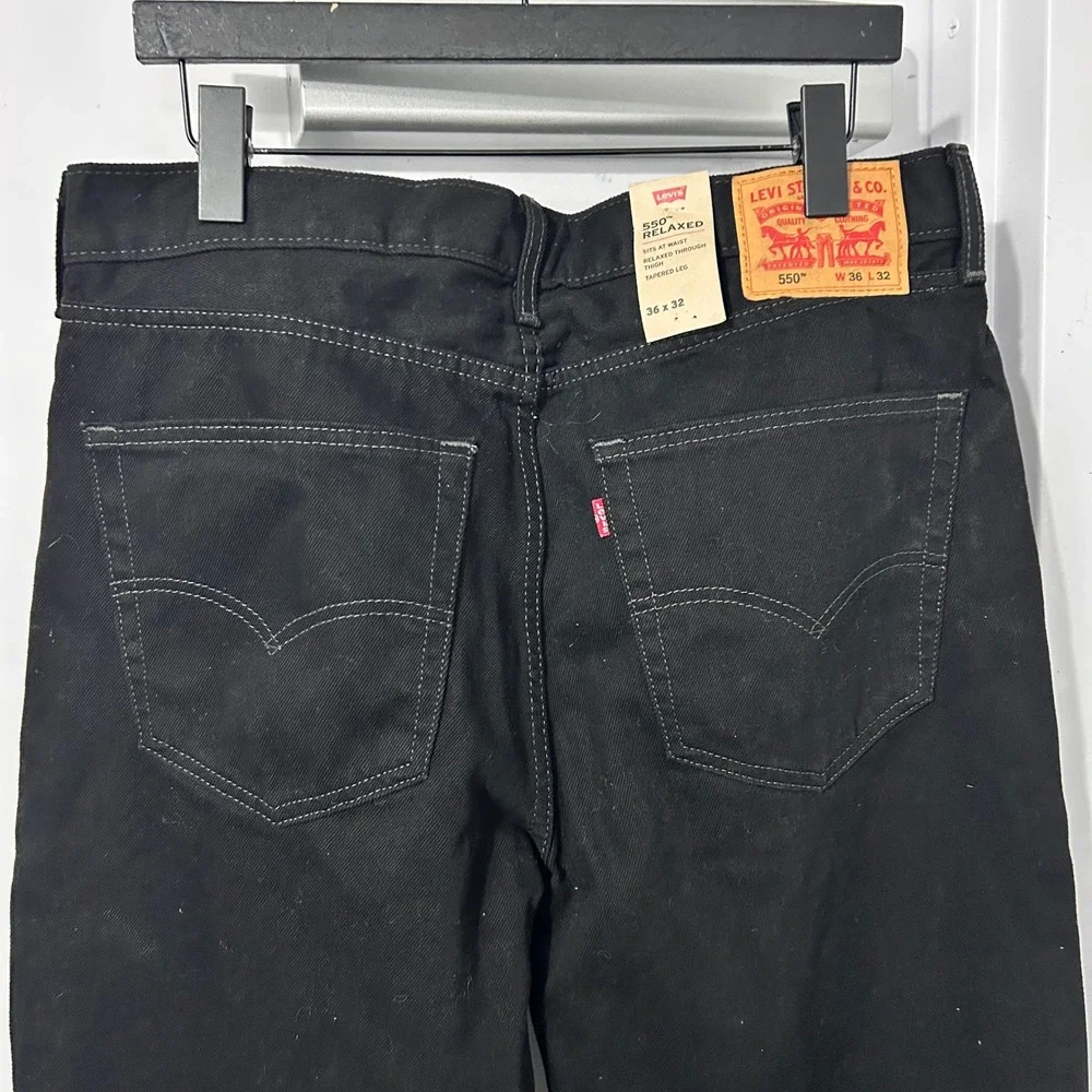 Levis 550 Relaxed Fit Tapered Leg Jeans Mens 36x32 Black Denim